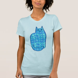 Moderne kat uit de middeleeuwen, Turquoise en mari T-shirt