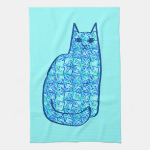 Moderne kat uit de middeleeuwen, Turquoise en mari Theedoek