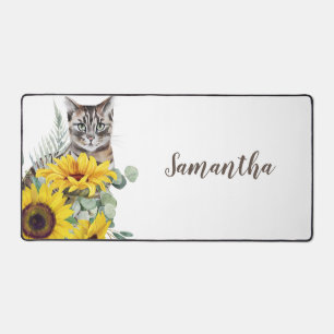 Moderne Kat Zonnebloem Bloemen Naam Bureaumat