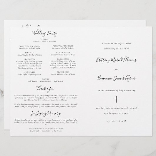 Moderne katholieke bruiloft met massaprogramma (Voorkant / Achterkant)