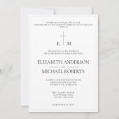 Moderne Katholieke Foto B & W Cross Wedding Kaart (Voorkant)