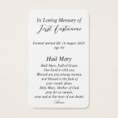 Moderne katholieke Kaart ter nagedachtenis (Achterkant)