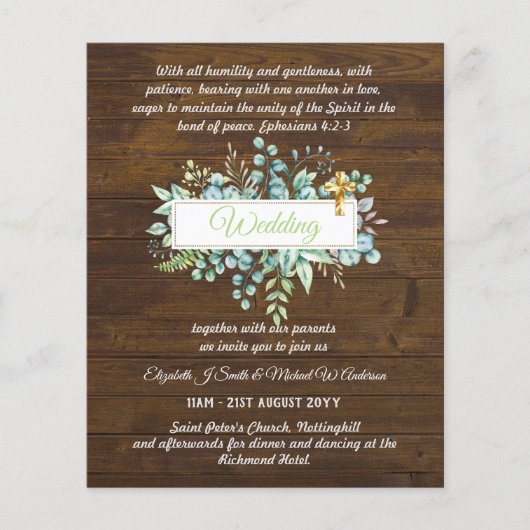 Moderne katholieke trouwkaarten botanisch (Voorkant)