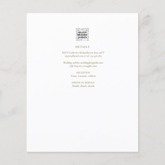 Moderne katholieke trouwuitnodigingen Elegant Wit Flyer (Achterkant)