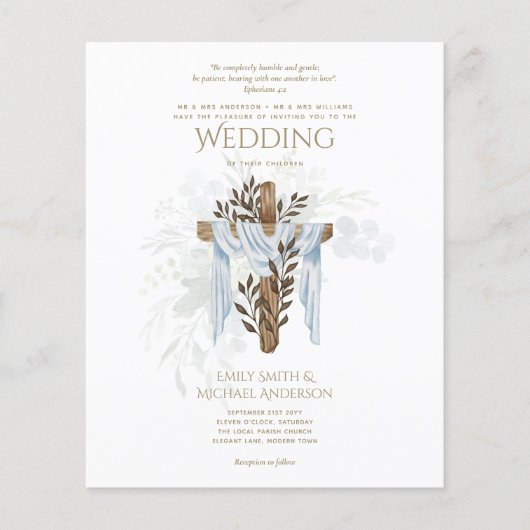 Moderne katholieke trouwuitnodigingen Elegant Wit Flyer (Voorkant)