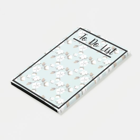 Moderne katoenbloemen en Blauwgroen Post-it® Notes (Schuin)