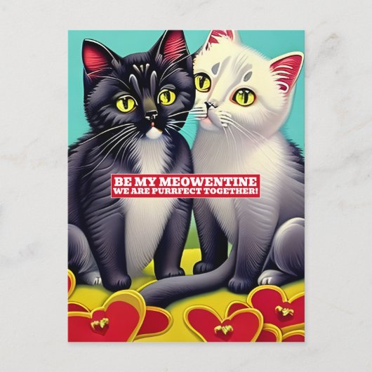 Moderne katten Meowentine Valentijnsdag Briefkaart (Voorkant)