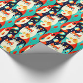 Moderne katten op een Abstracte achtergrond Cadeaupapier (Hoek)