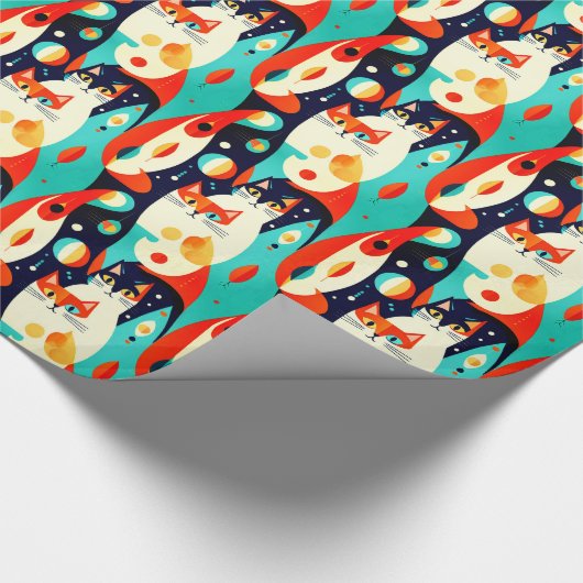 Moderne katten op een Abstracte achtergrond Cadeaupapier (Hoek)