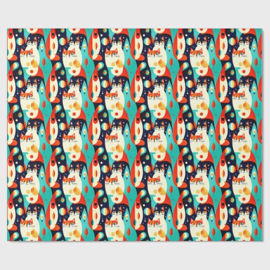 Moderne katten op een Abstracte achtergrond Cadeaupapier (Vlak)