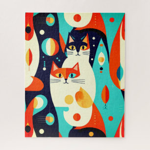 Moderne katten op een Abstracte achtergrond Legpuzzel