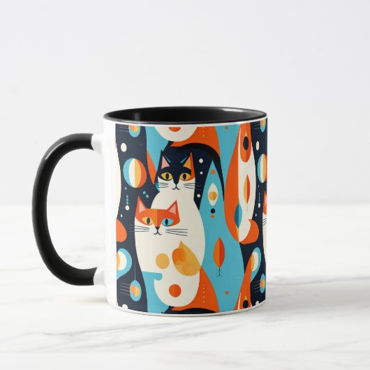 Moderne katten op een Abstracte achtergrond Mok (Links)