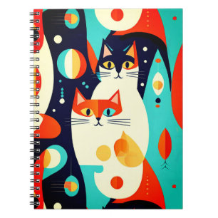 Moderne katten op een Abstracte achtergrond Notitieboek