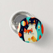 Moderne katten op een Abstracte achtergrond Ronde Button 3,2 Cm (Voorkant /achterkant)