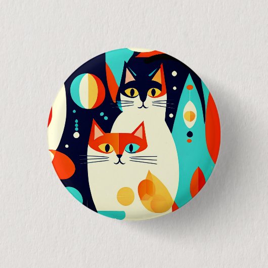 Moderne katten op een Abstracte achtergrond Ronde Button 3,2 Cm (Voorkant)