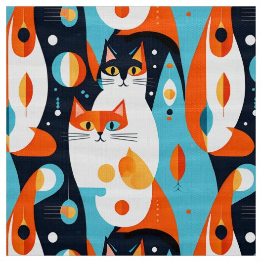 Moderne katten op een Abstracte achtergrond Stof (Swatch)