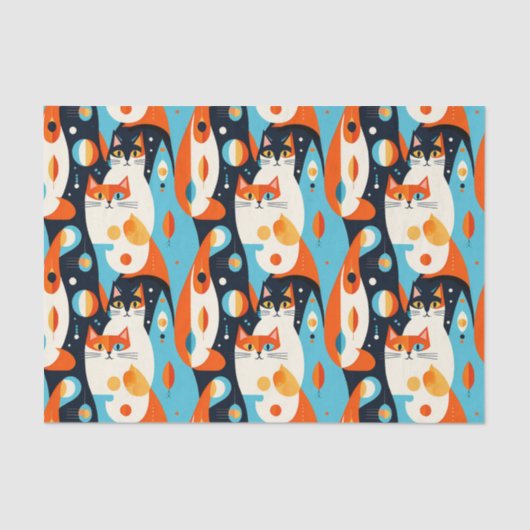 Moderne katten op een Abstracte achtergrond Tissuepapier (Voorkant)