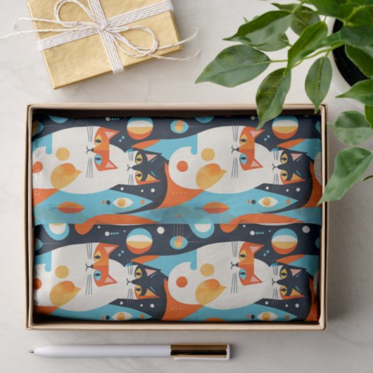 Moderne katten op een Abstracte achtergrond Tissuepapier (Geschenk)