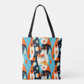 Moderne katten op een Abstracte achtergrond Tote Bag (Achterkant)