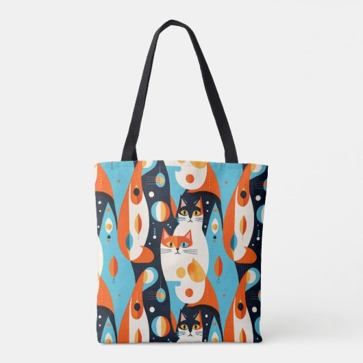 Moderne katten op een Abstracte achtergrond Tote Bag (Achterkant)