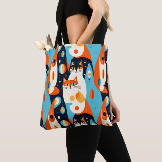 Moderne katten op een Abstracte achtergrond Tote Bag (Dichtbij)