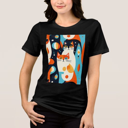 Moderne katten op een Abstracte achtergrond Tri-Blend Shirt (Voorkant)