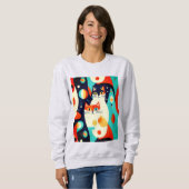 Moderne katten op een Abstracte achtergrond Trui (Voorkant volledig)