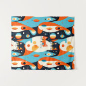 Moderne katten op een Abstracte achtergrond Wandkleed (Voorkant (horizontaal))