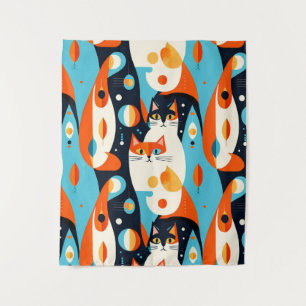 Moderne katten op een Abstracte achtergrond Wandkleed