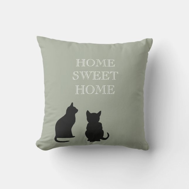Moderne katten silhouttes green Home Sweet Buitenkussen (Voorkant)