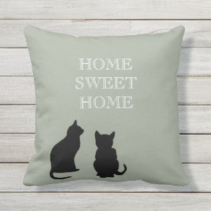 Moderne katten silhouttes green Home Sweet Buitenkussen