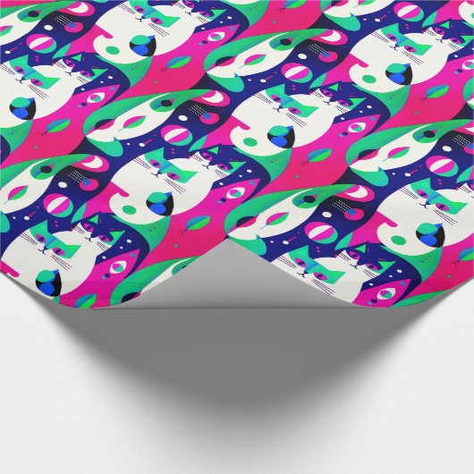 Moderne katten uit het midden van de eeuw op een d cadeaupapier (Hoek)