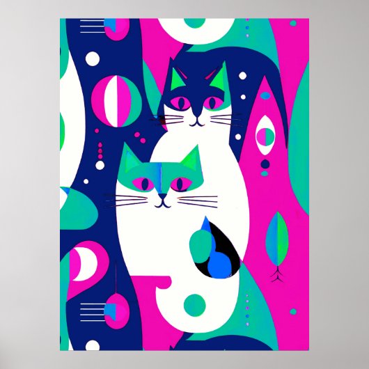 Moderne katten uit het midden van de eeuw op een d poster (Voorkant)