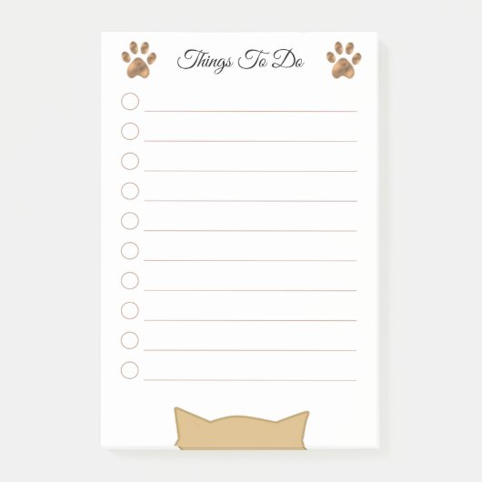 Moderne kattenkop en poten Dingen om te doen Post-it® Notes (Voorkant)