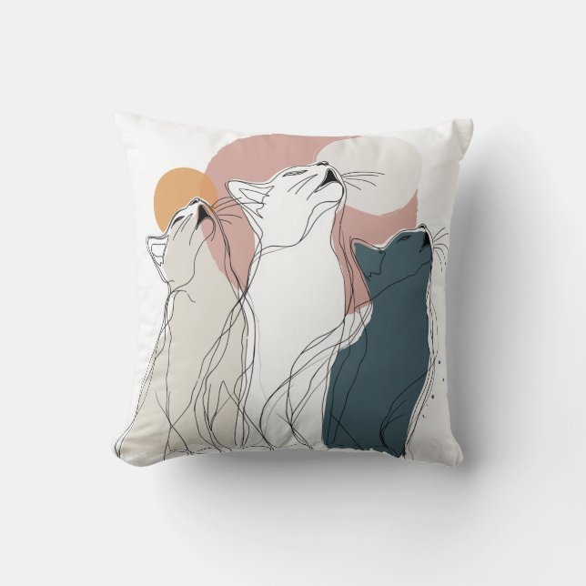Moderne kattenkunst bankkussen kussen (Voorkant)