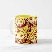 Moderne kattenkunst tweekleurige koffiemok (Voorkant links)