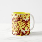 Moderne kattenkunst tweekleurige koffiemok (Voorkant rechts)