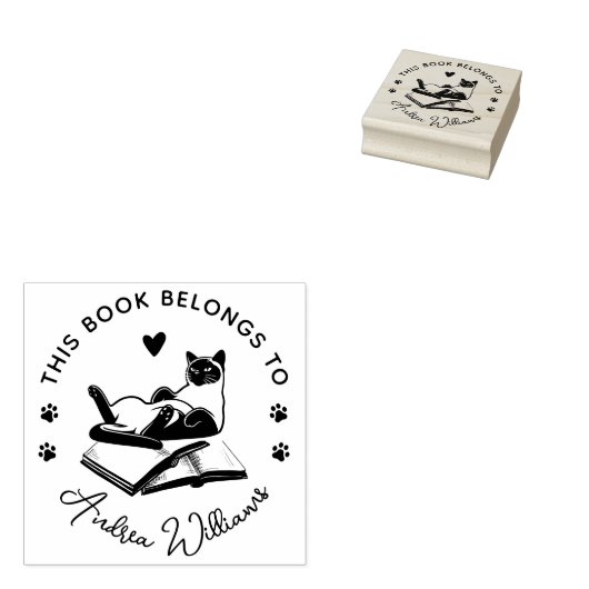 Moderne kattenliefhebbers Custom Book Rubberstempel (Gestempeld)
