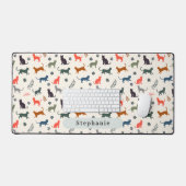 Moderne kattenpatroon Aangepaste naam Elegante crè Bureaumat (Keyboard & Muis)