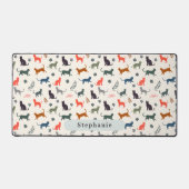 Moderne kattenpatroon Aangepaste naam Elegante crè Bureaumat (Voorkant)