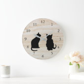 Moderne kattensilhouetten, huisdieren op houten ac grote klok (Huis)