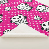 Moderne Kawaii Panda Beer Roze Meisjesachtige Stip Sherpa Deken (3/4)