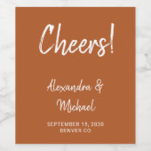 Moderne kazen voor een nieuwe terracotta bruiloft wijn etiket (Enkel label)