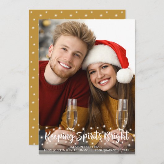 Moderne KEEPING SPIRITS BRIGHT Script Sprookjesver Feestdagenkaart (Voorkant / Achterkant)