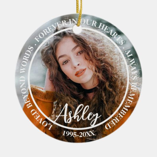 Moderne Keepsake Custom begrafenis foto Keramisch Ornament (Voorkant)