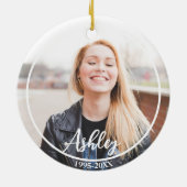 Moderne Keepsake Custom begrafenis foto Keramisch Ornament (Achterkant)