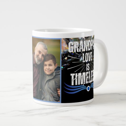 Moderne Keepsake Grootvader Opa Familiefoto Grote Koffiekop (Voorkant rechts)