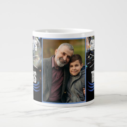 Moderne Keepsake Grootvader Opa Familiefoto Grote Koffiekop (Voorkant)