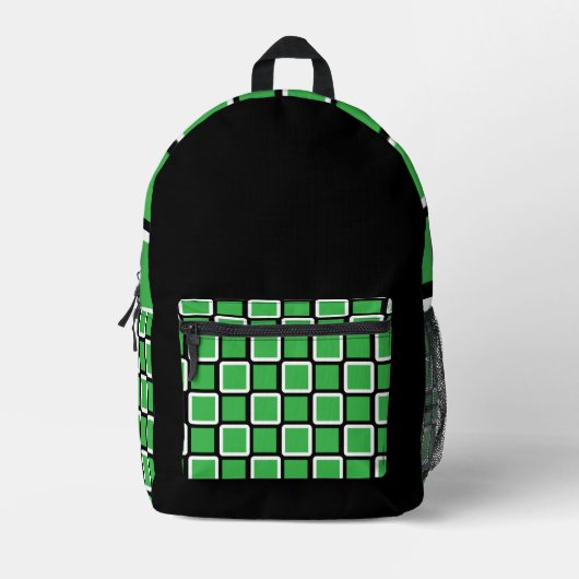 Moderne Kelly Green & Black Geometrische Rugzak (Voorkant)