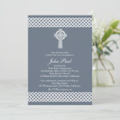 Moderne Keltische Cross Baptism uitnodiging voor j (Staand voorkant)